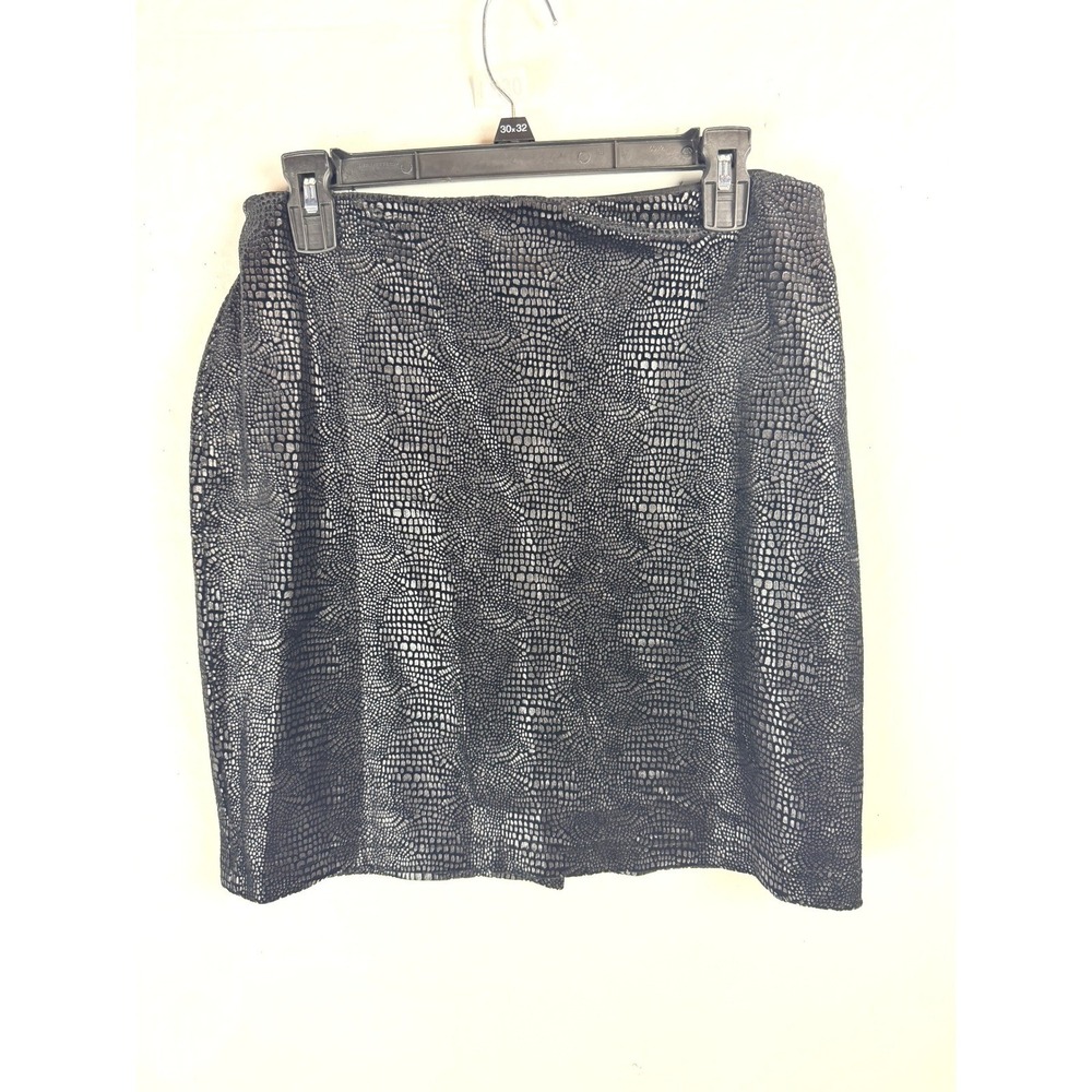 2/$30 Hugo Buscati Gray Snakeskin Textured Metallic Pencil Skirt Size 12
